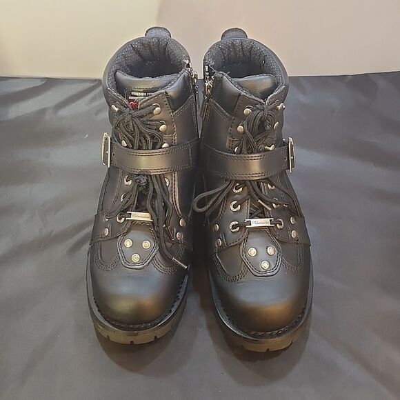 MILWAUKEE MOTORCYCLE CLOTHING COMPANY MB433 MEN'S BLACK ROAD CAPTAIN BOOT - Picture 2 of 16